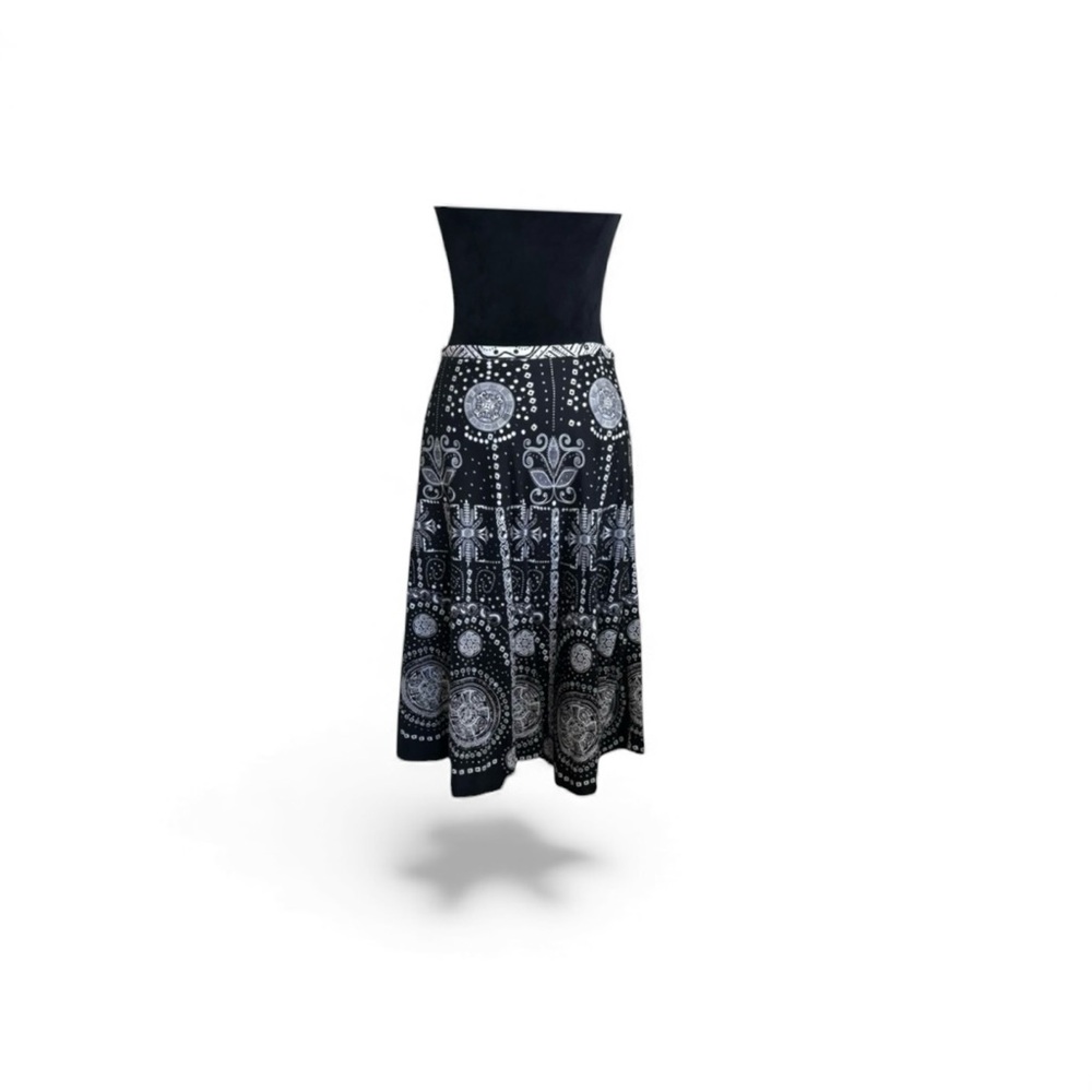 City Girl Nancy Bolen cotton Aline black white abstract modest skirt size small